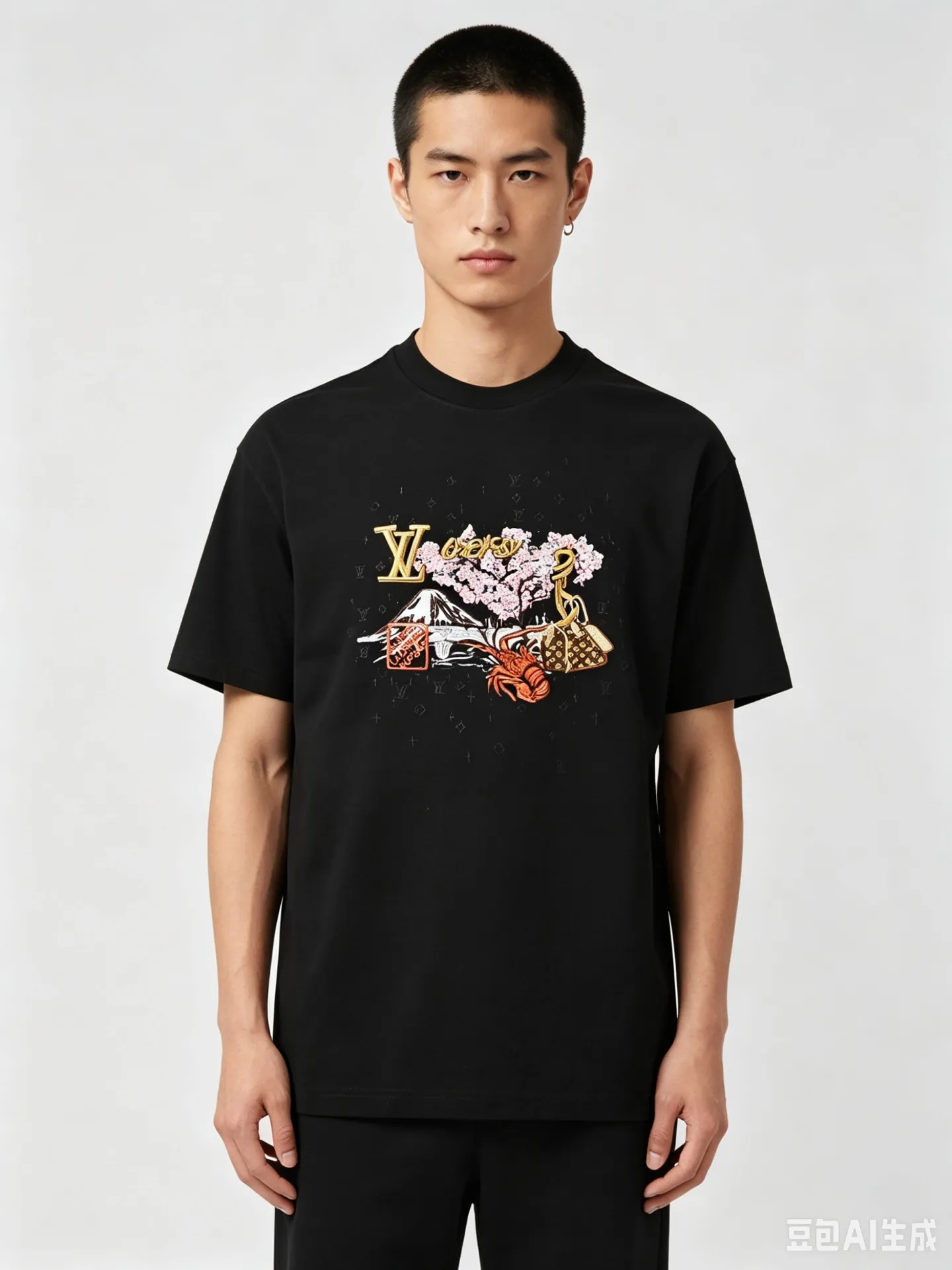 Louis Vuitton/Louis Vuitton cultural landscape elements embroidered short sleeves